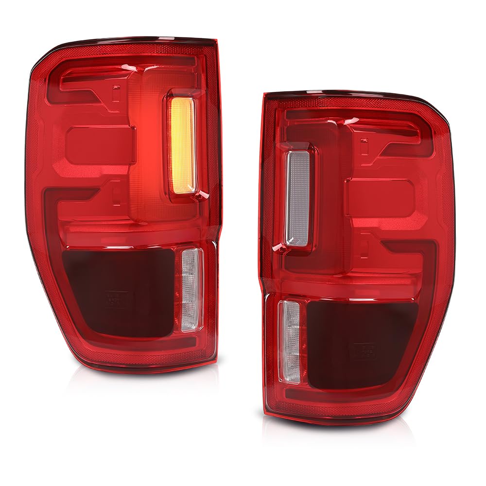 G-PLUS LED Tail Light Assembly Rear Brake Lamp w/Wiring Harness Left and Right Compatible with Ford Ranger 2019-2023 with Blind Spots Models Red Lens KB3Z-13405-G Faros Traseros Luces Traseras