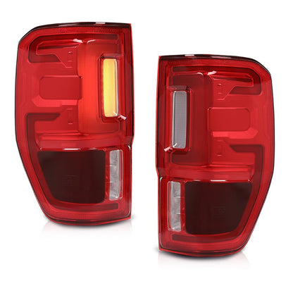 G-PLUS LED Tail Light Assembly Rear Brake Lamp w/Wiring Harness Left and Right Compatible with Ford Ranger 2019-2023 with Blind Spots Models Red Lens KB3Z-13405-G Faros Traseros Luces Traseras
