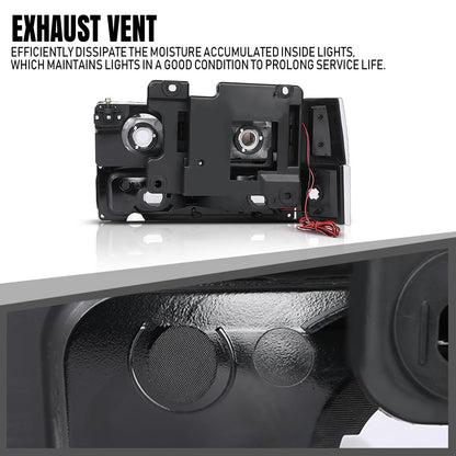 G-PLUS LED Headlights Assembly w/Bulbs Fit GMC C1500 K1500 Yukon 1994-1999, Fit GMC C2500 C3500 K2500 K3500 1994-2000, Left & Right Headlamps Assembly, Clear Lens Black Housing Amber Reflector