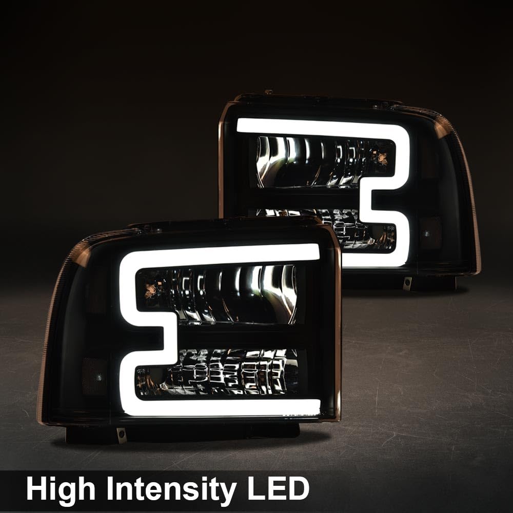 G-PLUS LED Headlights, Compatible with Ford F250 F350 F450 F550 2005 2006 2007 Super Duty Headlamps,Clear Lens Black Housing Clear Reflector Left & Right