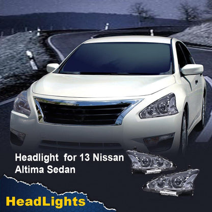 G-PLUS Headlights Assembly, Compatible with 2013 Nissan Altima Bumper Headlamps, Smoky Lens Chrome Housing Clear Reflector