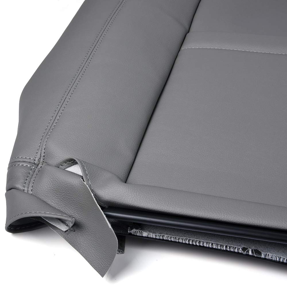 G-PLUS Pewter Gray Leather Seat Cover Compatible with Chevy Tahoe Suburban Silverado/GMC Yukon Sierra 2003 2004 2005 2006 Replacement Front Driver Passenger Top Bottom 4 PCS