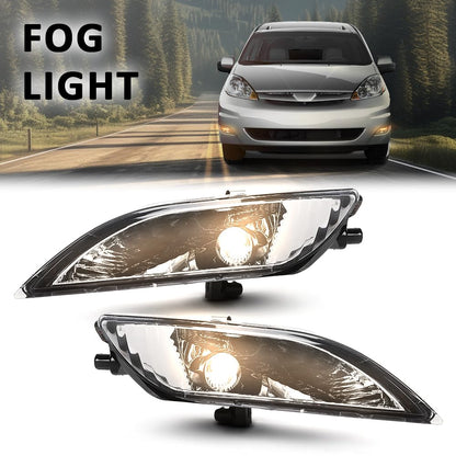 G-PLUS Pair Front Bumper Fog Light Driving Lamp Halogen Compatible with Toyota Sienna 2006 2007 2008 2009 2010 81220AE020, 81210AE020, TO2592122, TO2593122 Clear