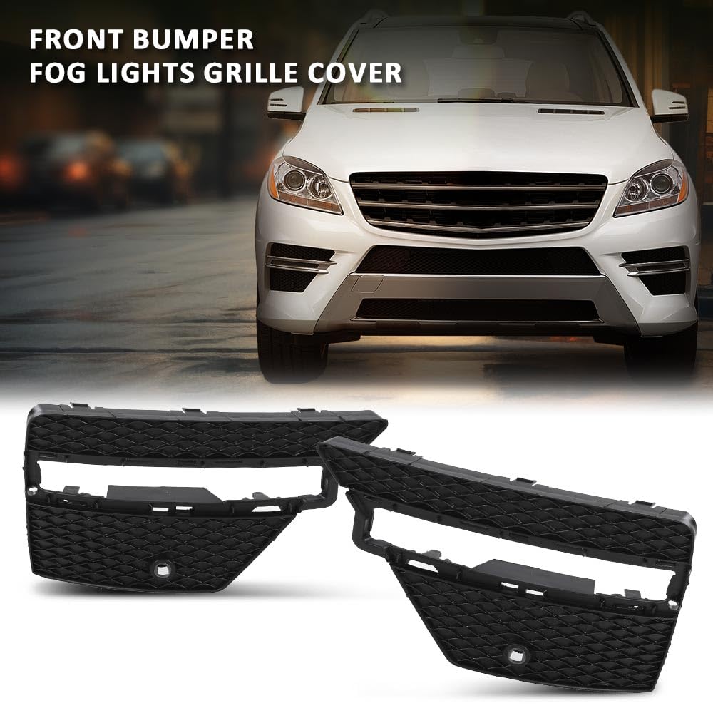 G-PLUS Front Bumper Fog Light Grill Covers Driver and Passenger Side Compatible with Benz ML250 ML350 ML400 ML550 4Matic Base 2012-2015 MB1039185 MB1038185 1668852922 1668852822