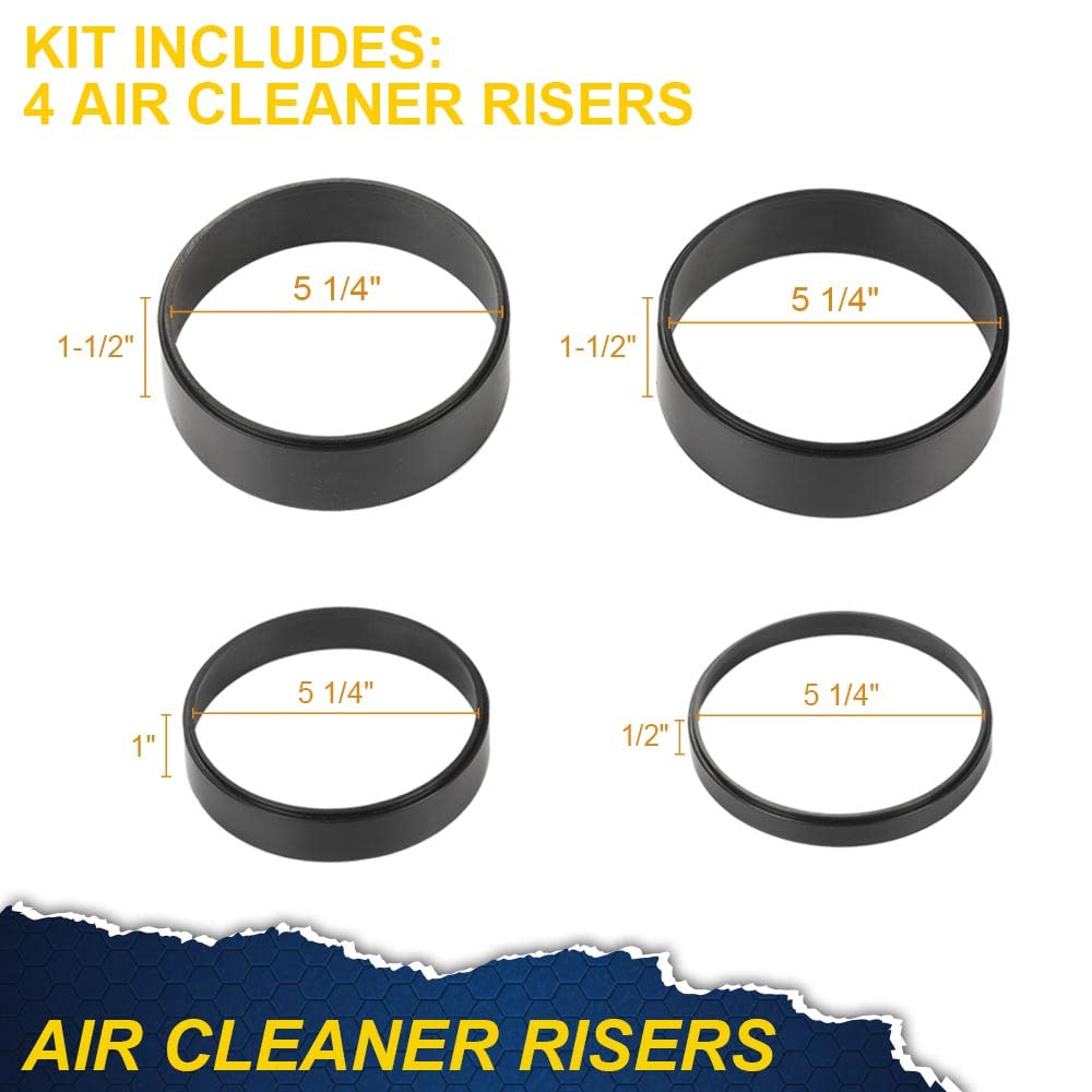 G-PLUS Air Cleaner Spacer Compatible With Edelbrock Holley 1/2"-2" Plastic Kit Black 4PCS