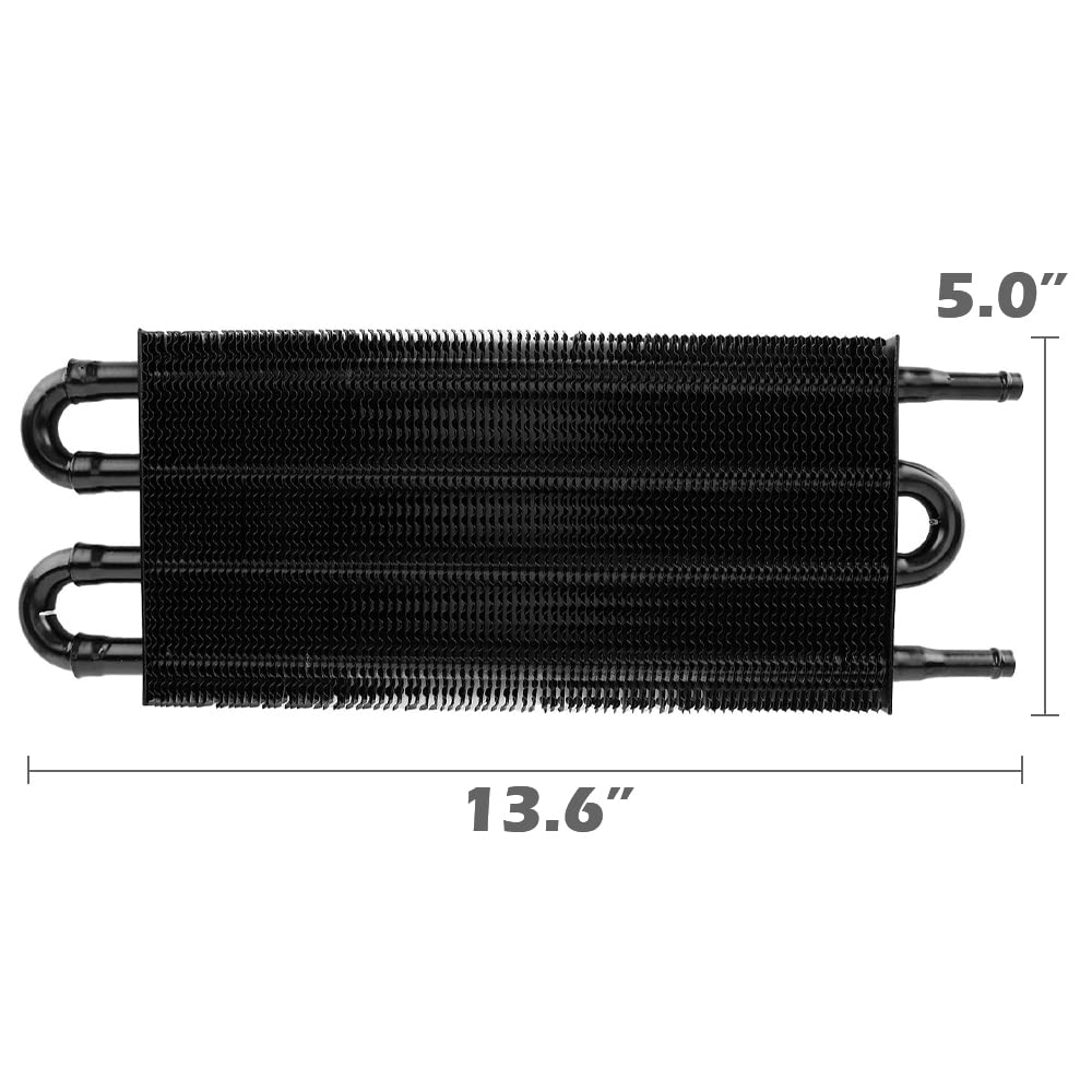 G-PLUS 4 Row AN6 Universal Aluminum Remote Transmission Oil Cooler/Auto-Manual Radiator Converter Black