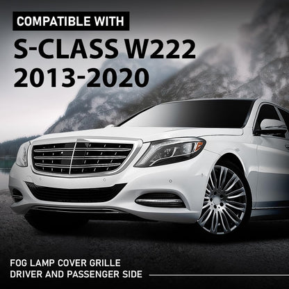 G-PLUS Front Bumper Fog Light Cover Bezel Left & Right Compatible with Benz S-Class W222 2013-2020 2228850224