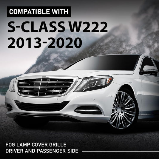 G-PLUS Front Bumper Fog Light Cover Bezel Left & Right Compatible with Benz S-Class W222 2013-2020 2228850224
