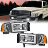G-PLUS LED Light Strip Headlights w/o Bulbs Fit Dodge Ram 1500 1994-2001/Dodge Ram 2500 3500 1994-2002 Clear Lens Chrome Housing Amber Reflector Bumper Headlamps,faros delanteros Assembly