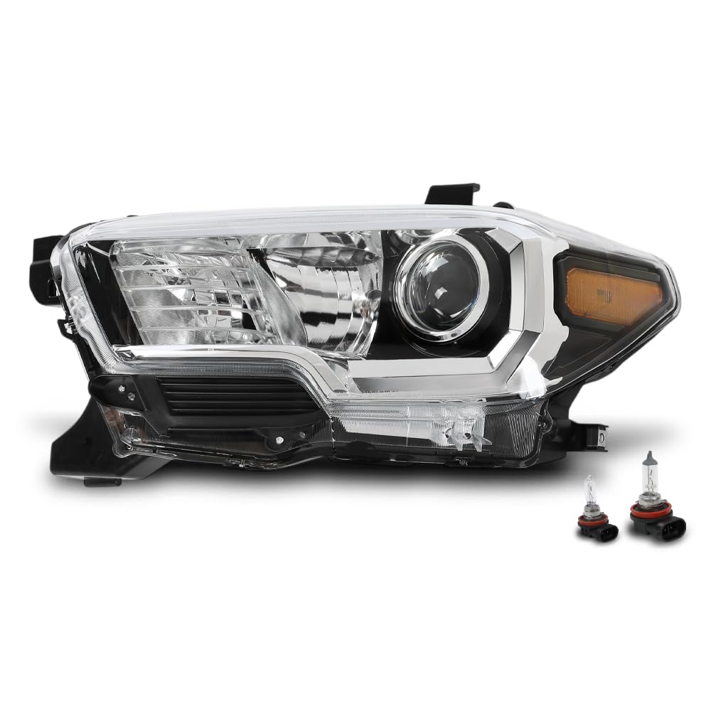 G-PLUS Headlight Assembly Left Side w/o LED Daytime Running Compatible with Toyota Tacoma 2016-2017 OEM Fit No Modification Needed White