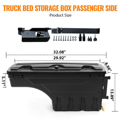 G-PLUS Compatible With Dodge Ram 1500 2500 3500 2002-2018 Lockable Storage Box Case Truck Bed Toolbox Rear Right Passenger Side