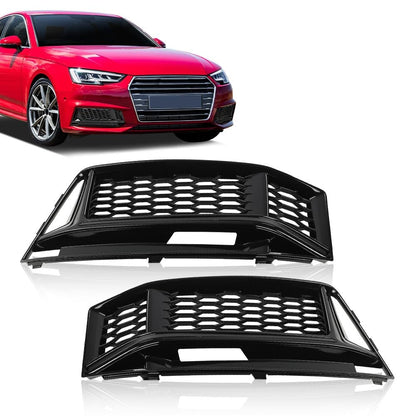G-PLUS Front Bumper Fog Light Lamp Cover Grille Driver and Passenger Side Compatible with Audi A5 S-Line / S5 B8 RS5 2008-2012,NOT fit A5 Standard Bumper 8T0807682D 8T0807681B Honeycomb Style