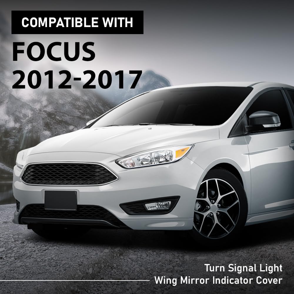 G-PLUS Pair Rearview Mirror Indicator Lens Turn Signal Light Cover, Compatible with Ford Focus MK2 Facelift 2008-2011/ MK3 2012-2017, LH Driver & RH Passenger Side 2PCS