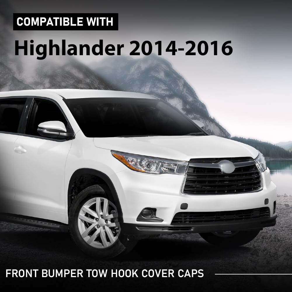 G-PLUS Front Bumper Tow Hook Cover Cap 2pcs Compatible with Toyota Highlander 2014-2016 2 Pcs 521270E926