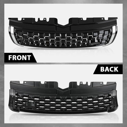 G-PLUS Front Upper Grille Vent Grill with Chrome Trim Compatible with Land Rover Range Rover Evoque 2010-2018 Glossy Black