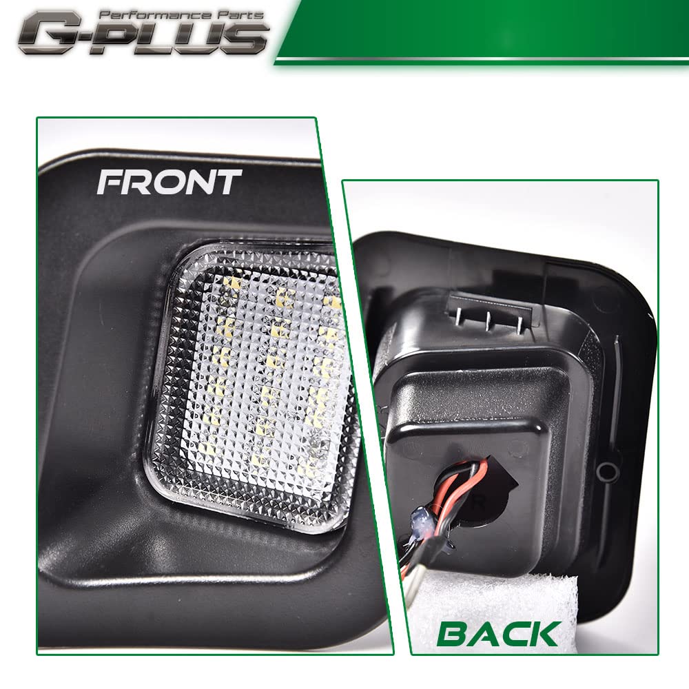G-PLUS LED License Plate Light Compatible With 03-18 Dodge Ram 1500 2500 3500 Truck Built-in Resistor,Full Housing A Pair Replacement (Clear Lens)