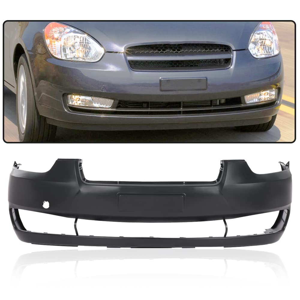 G-PLUS Front Bumper Cover Compatible with Hyundai Accent Sedan/Hatchback 2006 2007 2008 2009 2010 2011, Not Fit 2006 Hatchback, HY1000163 865111E000 865111E001, Primed Black