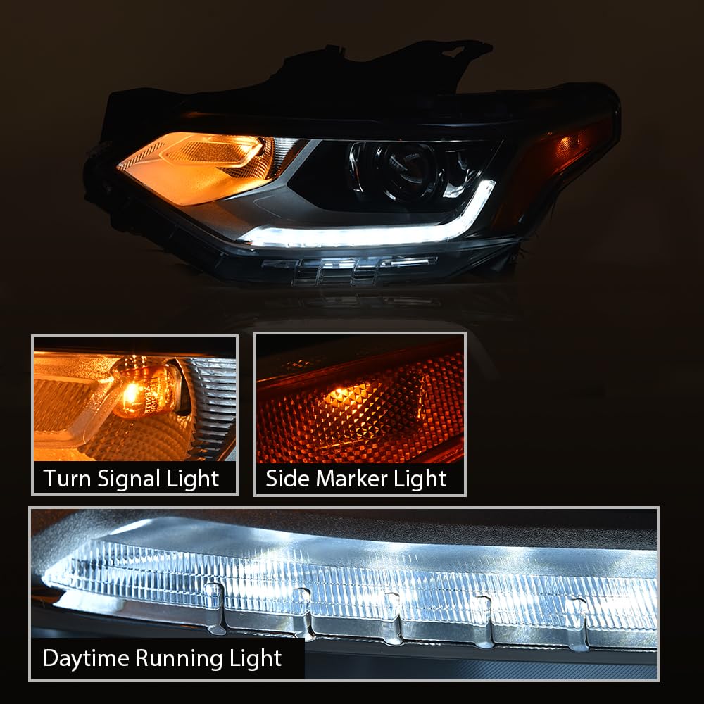 G-PLUS Headlight Lamps w/LED DRL & Marker Light w/o D3S HID Bulb Compatible with Chevy Traverse 2018-2021 Driver Left 84721414 Clear Lens Chrome Housing Bumper Headlamps,faros delanteros