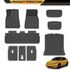 G-PLUS 9PCS Cargo Liners Mat Fit Tesla Model Y 2020-2024 5-Seat (NOT for 7-SEAT) All Weather 1st & 2nd & 3rd Row Truck Cover Mats,Waterproof TPE Floor Liners