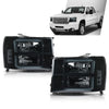 G-PLUS LED Headlights Assembly Front Headlamps Left+Right Fit GMC Sierra 1500 2007-2013, Fit GMC Sierra 2500HD 3500HD 2007-2014 Smoke Lens Black Housing Clear Reflector 22853029,faros delanteros