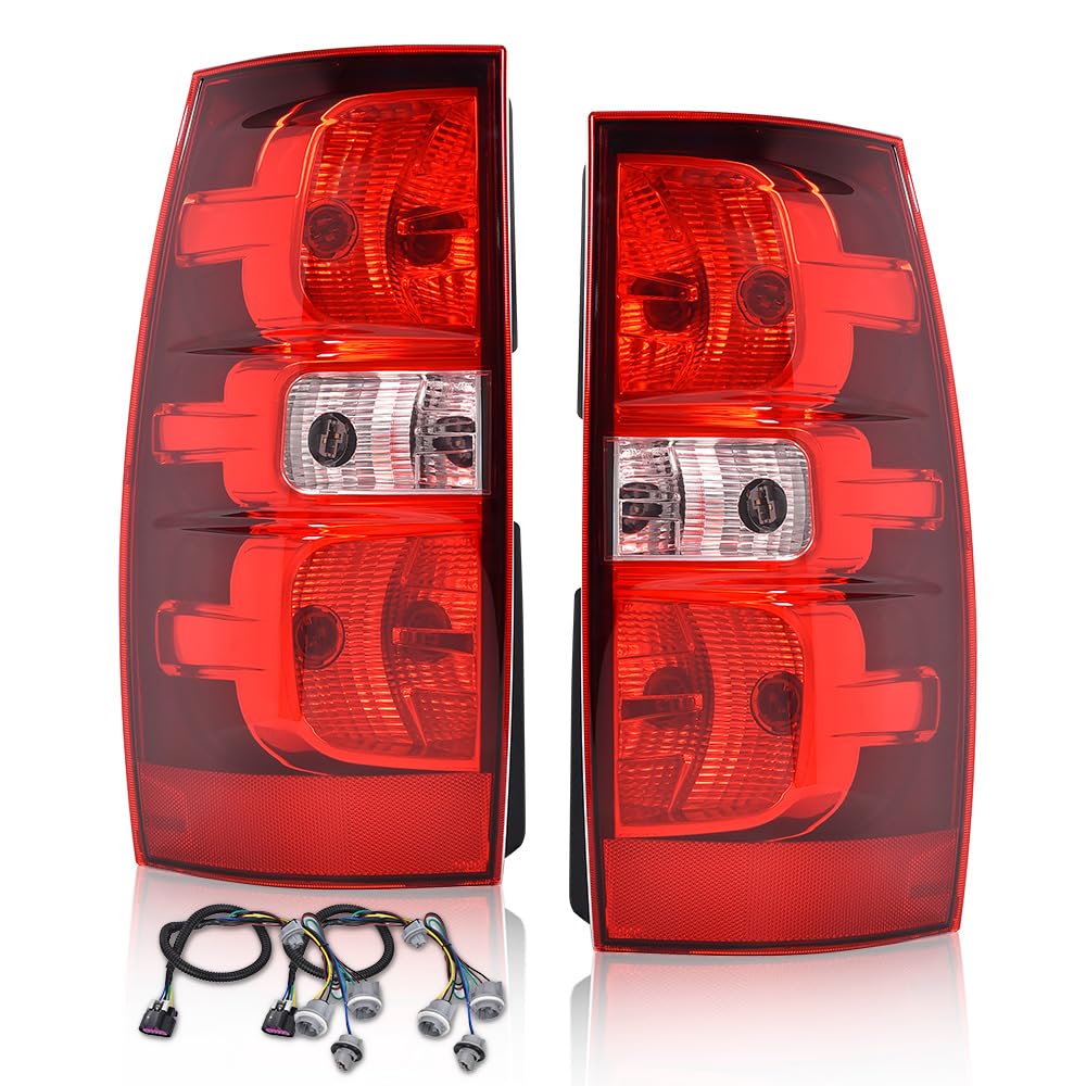 G-PLUS Tail Lights Brake Lamps w/Harness,Compatible with Chevy Suburban 1500 2007-2014/Fit Chevy Suburban 2500 LTZ 2007,Left and Right Luces Traseras Rear Brake Lamps Assembly Faros Traseros