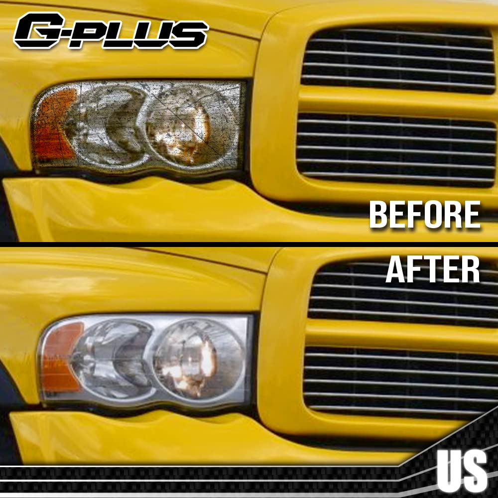 G-PLUS Headlight Lamps Compatible with 2002-2005 Dodge Ram 1500 2500 3500 55077121AF 55077120AF 55077121AG 55077120AG