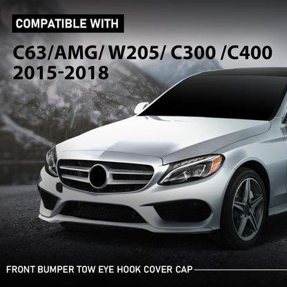 G-PLUS Front Bumper Tow Eye Hook Cover Cap Compatible with Benz C63AMG W205 C300 C400 2015-2018 2058850724, A2058850724