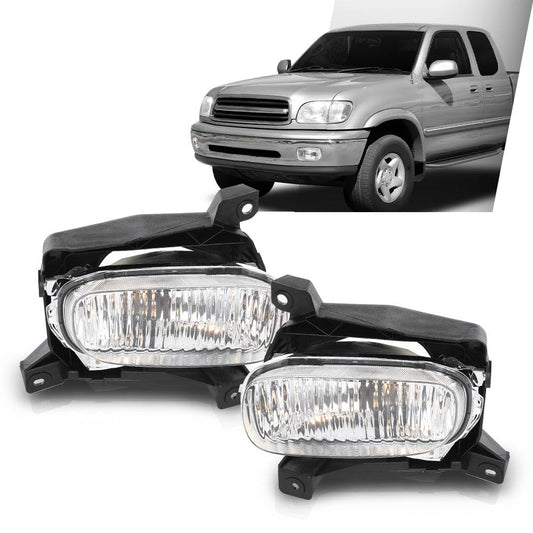G-PLUS Fog Lights w/Bulbs Driver and Passenger Side Pair Clear Fit Toyota Tundra (submodel: Base, Limited, SR5) 2000 2001 2002 2003 2004 2005 2006 812100C010 812200C010 TO2593102 TO2592102