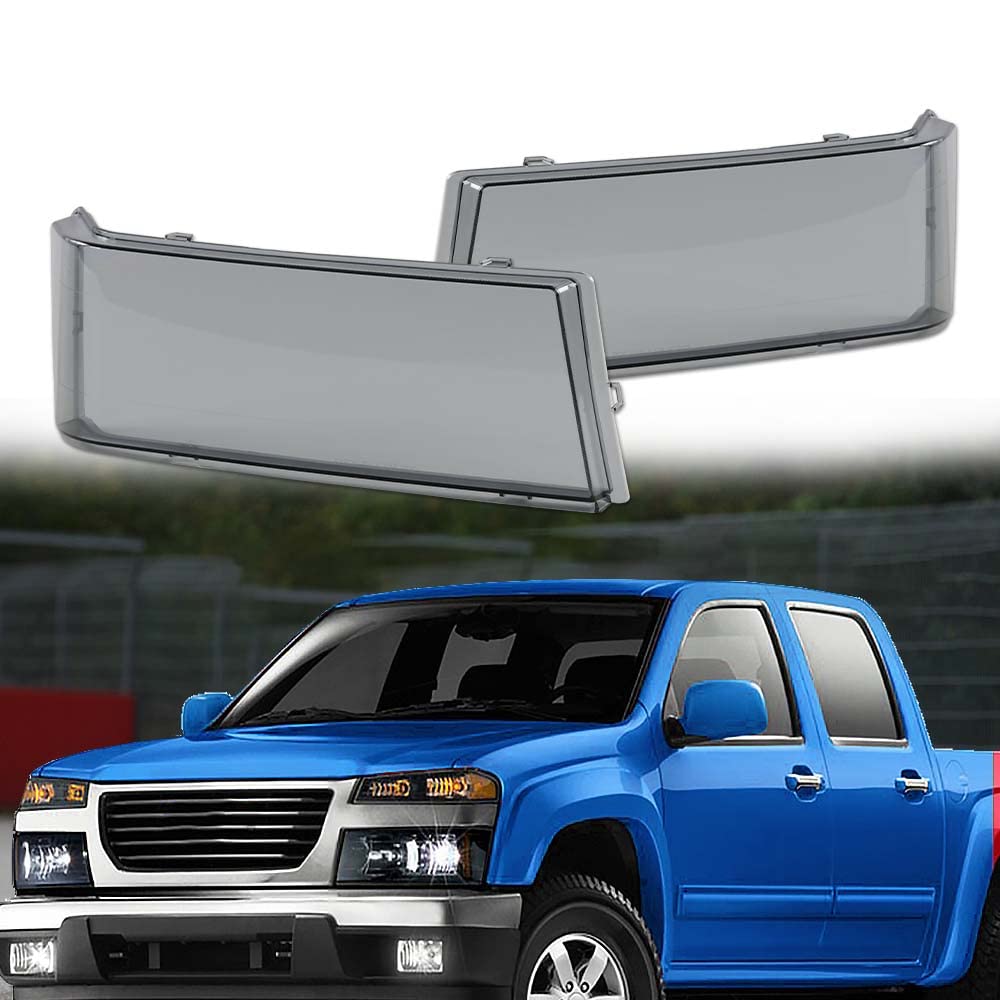 G-PLUS Headlights Assembly Bumper Lights Cover Smoke Compatible with 2004-2012 Chevy Colorado/GMC Canyon.2006 Isuzu i-280/i-350.2007-2008 Isuzu i-290/ i-370 19328954,19328955