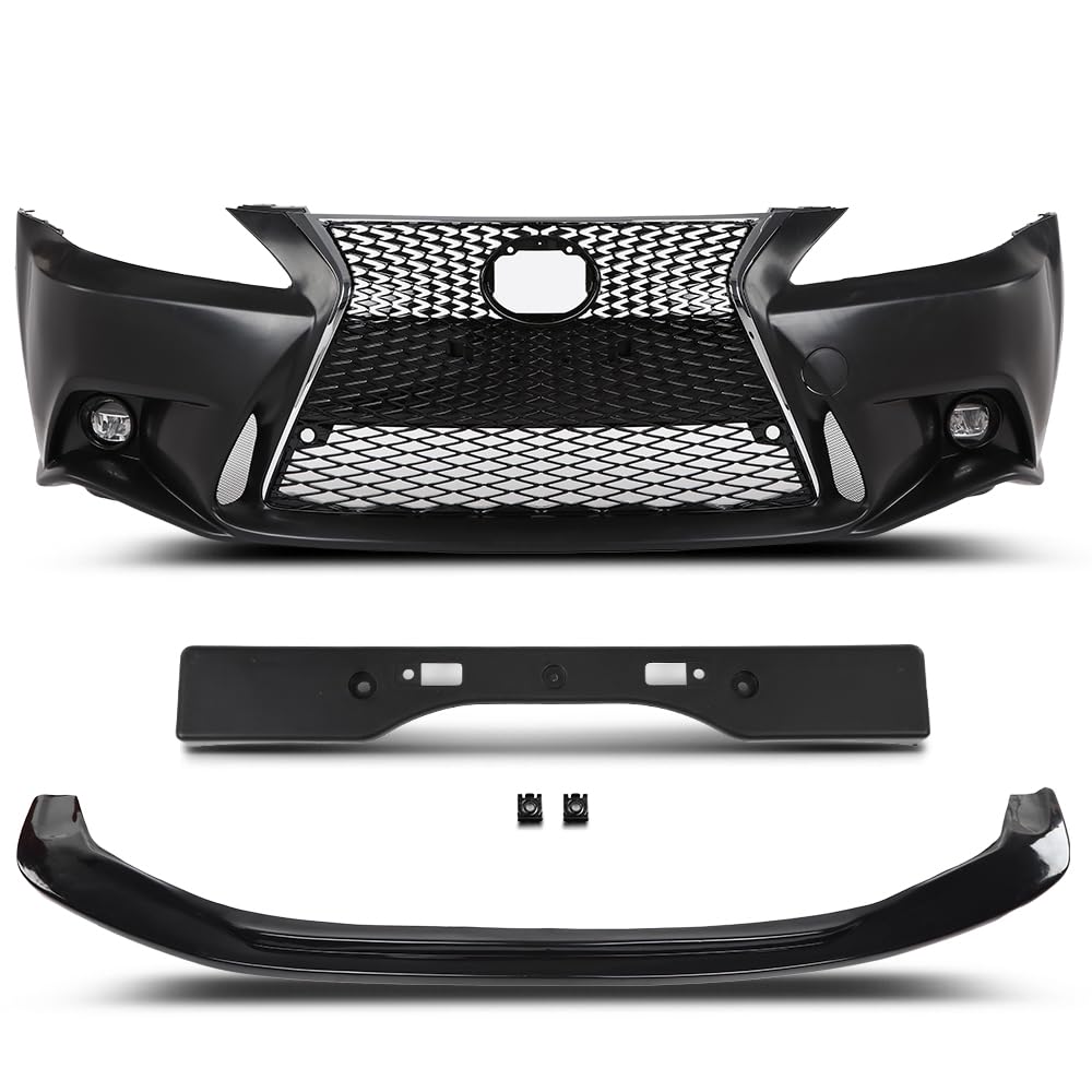 G-PLUS Black Lexus IS Front Bumper Kit + Lip + Plate (2006-2013 LX IS IS250 IS350 & 14+ F-Sport)