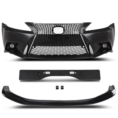 G-PLUS Black Lexus IS Front Bumper Kit + Lip + Plate (2006-2013 LX IS IS250 IS350 & 14+ F-Sport)