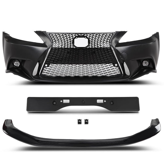 G-PLUS Black Lexus IS Front Bumper Kit + Lip + Plate (2006-2013 LX IS IS250 IS350 & 14+ F-Sport)