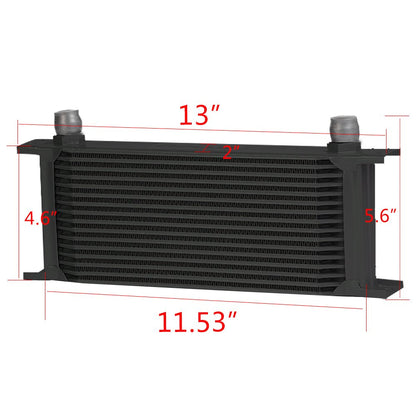 G-PLUS 16 Row AN10-10AN Universal Aluminum Engine Transmission Oil Cooler Kit + Oil Filter Adapter Hose End