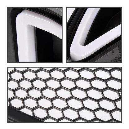 G-PLUS Mesh Front Bumper Upper Hood Grille Compatible with Ford Mustang 2015 2016 2017 Grill with DRL LED Accent Vent Lights