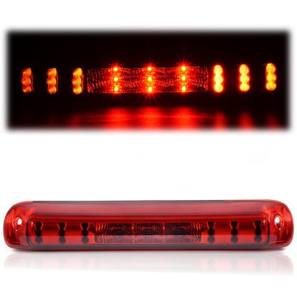 G-PLUS LED Third Brake Light Compatible With 1999-2006 Chevy Silverado/GMC Sierra 1500 2500 3500,3RD Cargo LED Tail Stop Lamps Red lens Black Housing