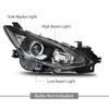 G-PLUS Headlights Assembly Front Headlamps Projector Compatible with Mazda 3 2014-2016 BPW1510K0 BPW9510K0A Clear Lens Black Housing Clear Reflector,faros delanteros