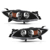 G-PLUS Projector Headlights Assembly Compatible with Mazda 3 4-Door Sedan 2004-2009,NOT Fit Hatchback Models, Headlamps,faros delanteros Clear Lens Black Housing Amber Reflector Left & Right