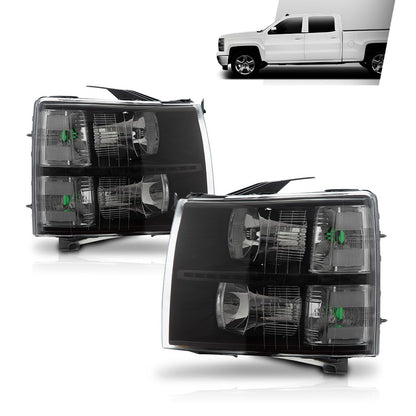 G-PLUS LED DRL Headlights, Fit 2007-2013 Chevy Silverado 1500/Fit 2007-2014 Chevy Silverado 2500 3500 & HD Models Bumper Headlamps, Clear Lens Black Housing Clear Reflector,faros delanteros