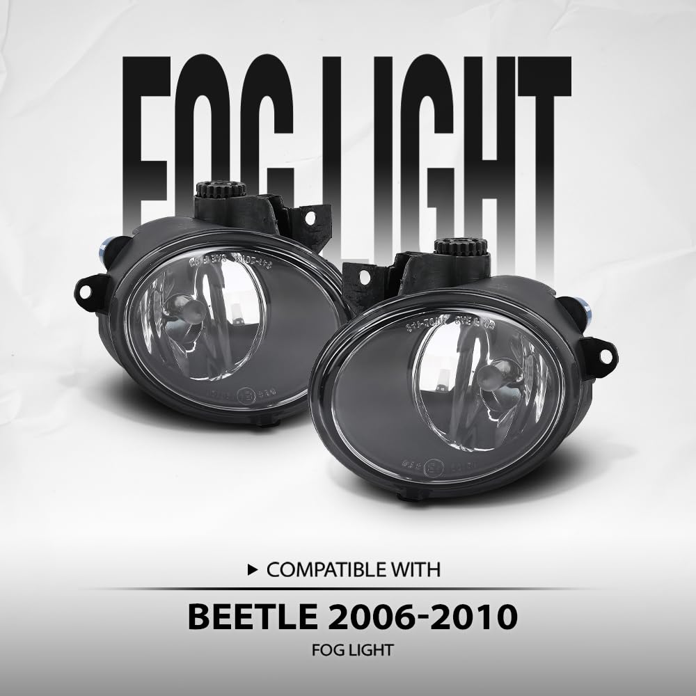 G-PLUS Pair Fog Lamp Light with Bulb Compatible with VW Beetle 2006-2010 1C0941699E, 1C0941700E Black