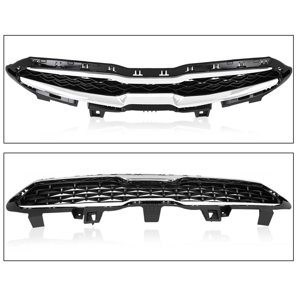 G-PLUS Front Upper Grille Grill With Chrome Trim Compatible with Kia Forte 2019 2020 86350M7010 86350M6000