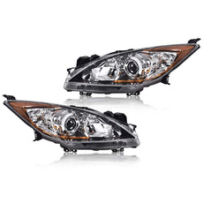 G-PLUS Headlights Assembly Compatible with Mazda 3 3 Sport 2010-2013 Clear Lens Chrome Housing