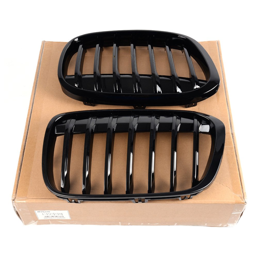 Black Front Bumper Kidney Grille Hood Grill Compatible for BMW F48 F49 X1 2016-2017