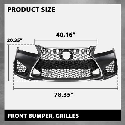 G-PLUS Front Bumper Set 6Pcs Compatible with 2013-2015 LX GS GS350 GS450 Conversion to 16+ GS F, (1 Front Bumper+1 Center Grille+2 Fog Lamp Frame+ 1 License Plate + 1 Small Bracket))