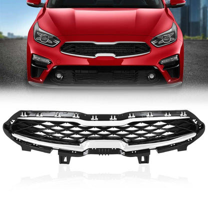 G-PLUS Front Upper Grille Grill With Chrome Trim Compatible with Kia Forte 2019 2020 86350M7010 86350M6000