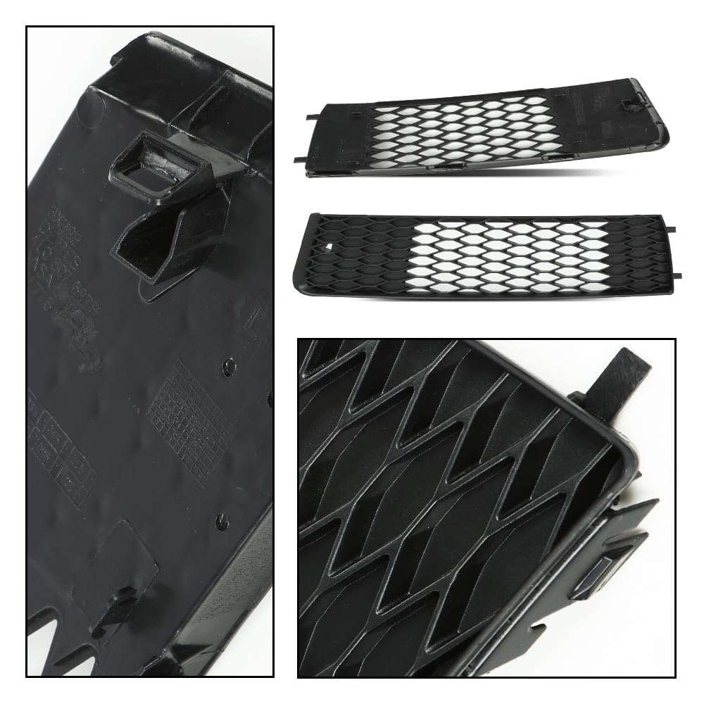 G-PLUS Glossy Front Bumper Fog Light Lamp Mesh Grill Grille Compatible with Audi A4 B8 2008 2009 2010 2011 2012 Fog Light Cover