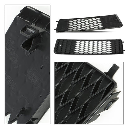 G-PLUS Glossy Front Bumper Fog Light Lamp Mesh Grill Grille Compatible with Audi A4 B8 2008 2009 2010 2011 2012 Fog Light Cover