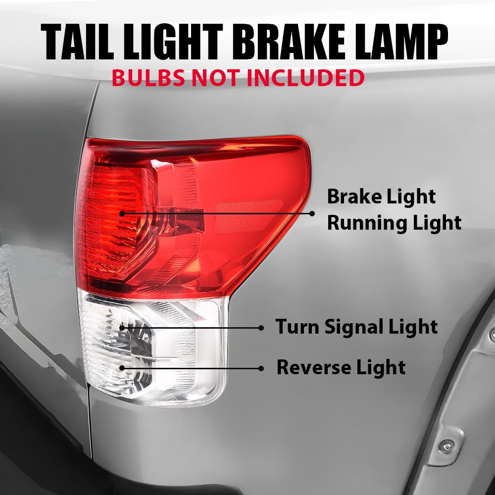 G-PLUS Tail Light Brake Lamp w/o Bulb Wiring Harness Right Compatible with Toyota Tundra 2007-2013(2-Door Regular Cab,4-Door Extra Cab,4-Door Crew Cab) Luces TraserasAssembly