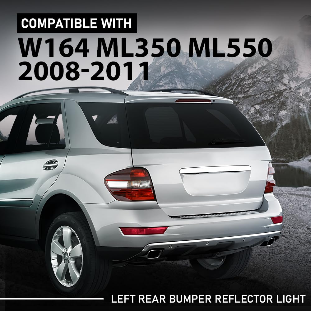 G-PLUS Rear Left Bumper Reflector Light, Compatible with Benz ML-Class ML320 ML350 ML550 ML63 2008-2011, 1648201574, 1648200374