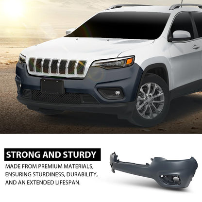 G-PLUS Front Upper Bumper Cover Fascia Compatible with Jeep Cherokee 2019-2023,Fit For Models Without Park Assist Only,Not Fit Trailhawk Models CH1014133