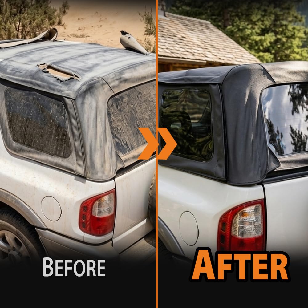 G-PLUS Soft Top With 3 Windows Compatible with Isuzu Rodeo 2000-2002 Fit Isuzu Amigo 1999-2000 Black